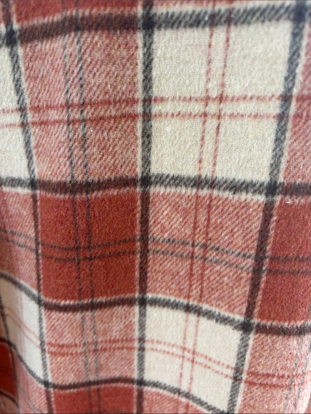 Women’s Long Plaid Shacket Jacket - Rust & Cream